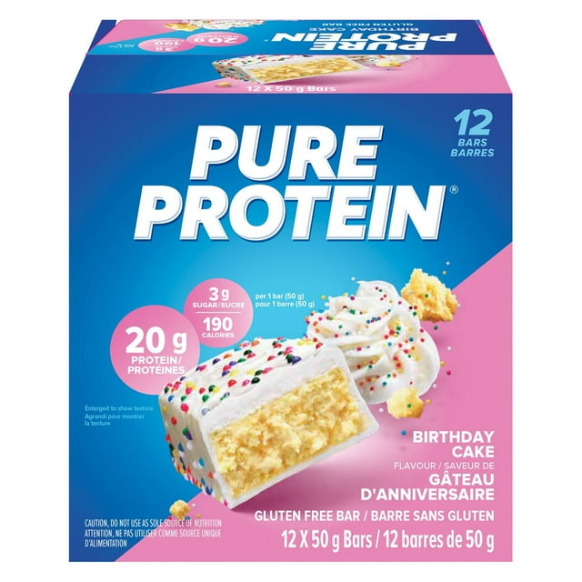 Pure Protein Birthday Cake Bars | 20g Protein | 3g Sugar | Gluten Free | 6x50g Snack Bars | Post Workout or On-the-Go Protein Snack