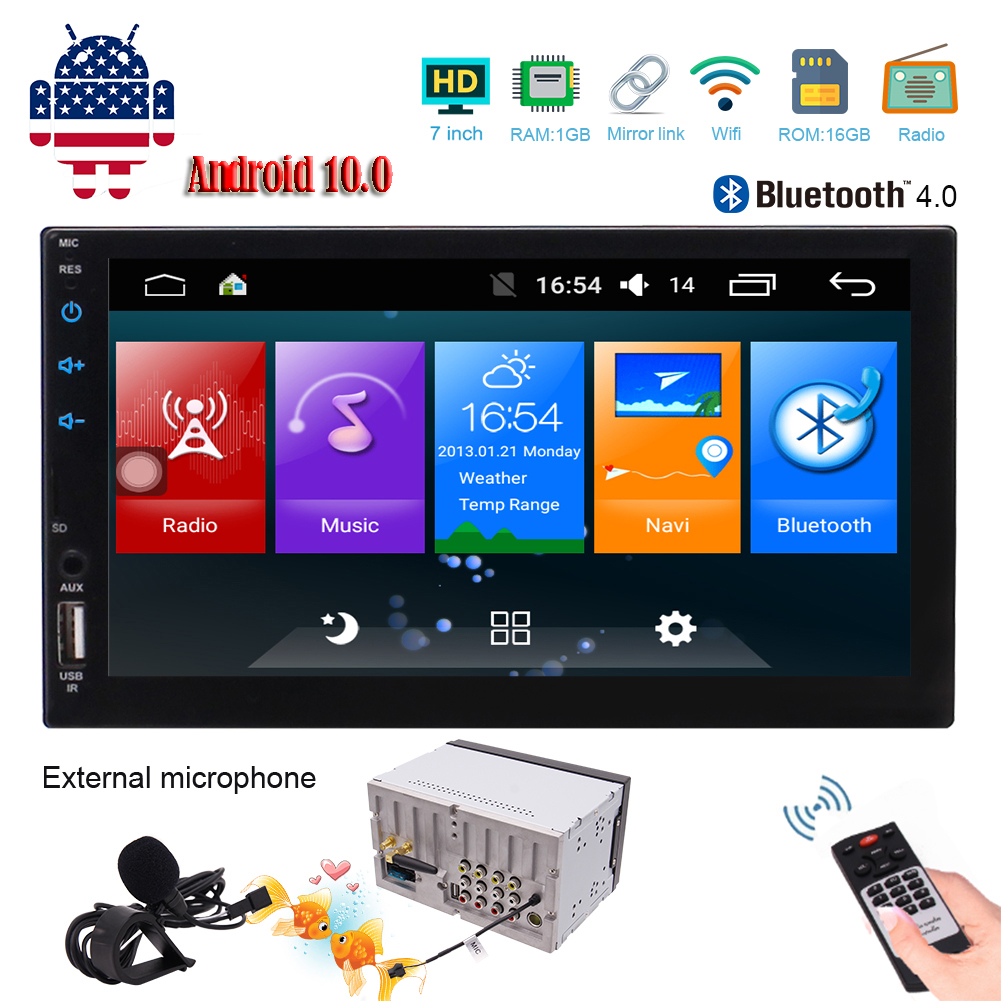 Android Car Stereo Double Din Car Audio 7’‘ HD Capacitive Touch Screen Car Radio with Bluetooth GPS Navigation Rear View Camera Two USB Ports,Support Offline Navigation/Mirror Link/WiFi Connect/FM/SWC 