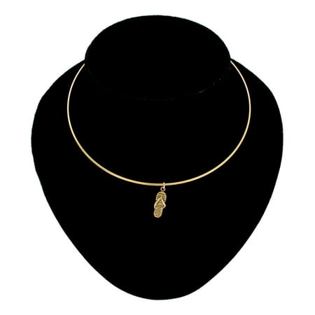 - Ky & Co Gold Tone Flip Flop Sandal Charm Pendant Collar Necklace