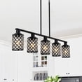 thumbnail image 1 of KPIOK Kitchen Island Lighting,5-Light Dining Room Light Fixture Over Table,Black Linear Chandelier with Black Handmade Crystal Shade,Pendant Lighting for Kitchen Light Dining Table Living Room, 1 of 4