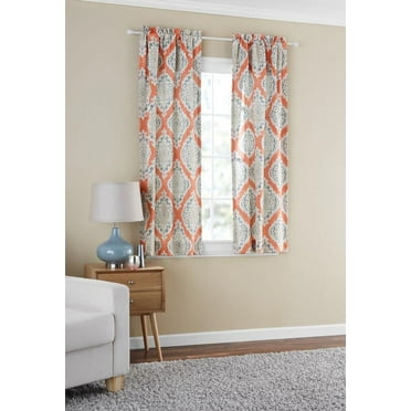 Mainstays Blackout Curtain Panel Pair, Set of 2, Ikat Terracotta, 30"W x 63"L