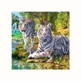 thumbnail image 1 of 5D DIY tigres blancos pintura de diamantes de cristal Animal bordado de diamantes de imitación paisaje imagen de costura hogar familiar punto de cruz Noticed JJ12243-00, 1 of 5