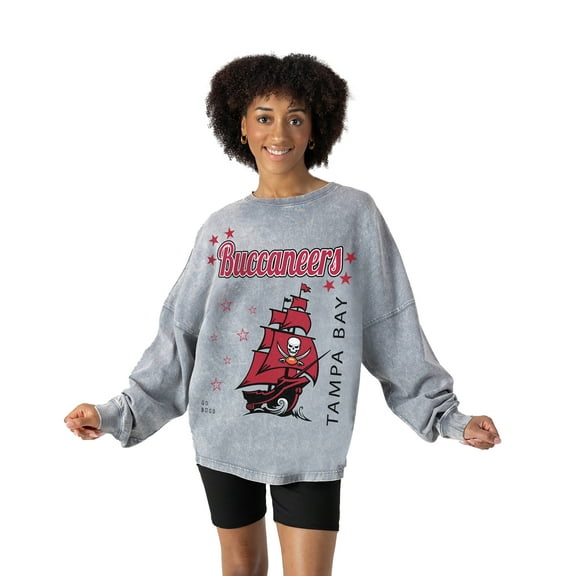 Women's Gameday Couture Gray Tampa Bay Buccaneers Starbound Oversized Snow Wash Long Sleeve T-Shirt