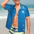 thumbnail image 7 of Bingfone Men's Short Sleeve Button Down Shirts Hawaiian Blue Christmas Printed Beach Shirt, 7 of 7