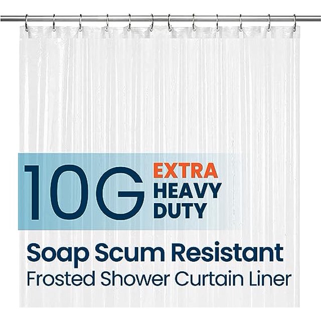 PEVA Shower Curtain Liner 72" W x 96" H Frosted 10G Thickness, No