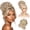 Medium Blonde, variant on Messy Bun Hair Piece with Bangs - 2-in-1 Hair Bun Hairpieces Curly Updo Wig & Hair Topper with Long Side Bangs Natural-Looking Drawstring Ponytail Extension for Women