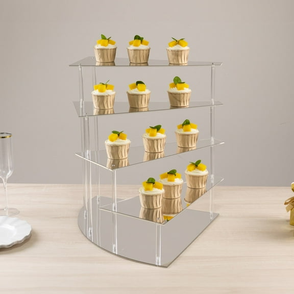 Balsa Circle 17 in Silver Acrylic Cupcake Display Stand Spiral Stairway Design Wedding Events Reception Catering Party Decorations