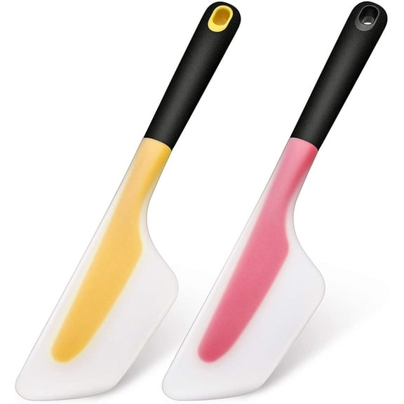 2 Pieces Omelette Spatula Kitchen Omelet Turner Silicone Omelette Turner Flip and Fold Omelette Turner for Kitchen Omelet Pancake Crepes (Red and Yellow),,F111716