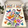 thumbnail image 2 of Homewish Magic Butterfly Animal Bed Sheets for Girls, Rustic Flower Floral King Sheets, Vintage Fashion Sheet Set, Microfiber Bedroom Decor, 4 Pieces, 2 of 7