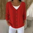 thumbnail image 2 of FRSASU Women's Chunky Knit Open Front Sweater Long Sleeve Button Loose Short Cardigan Outerwear Coats Red, 2 of 4
