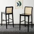 thumbnail image 2 of SAFAVIEH Benicio Rattan Bar Stool, Black Body/Natural Back Rest, Set of 2 (18.9 in. W x 22.5 in. D x 41.9 in. H), 2 of 13