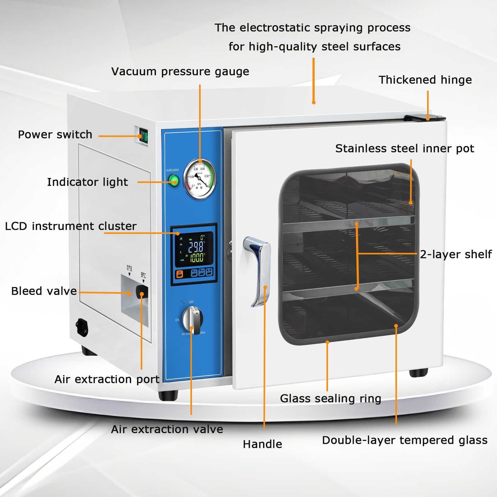 1.9 Cu Ft Digital Vacuum Drying Oven Lab Drying Equipment Digital Vacuum Oven with LCD Display