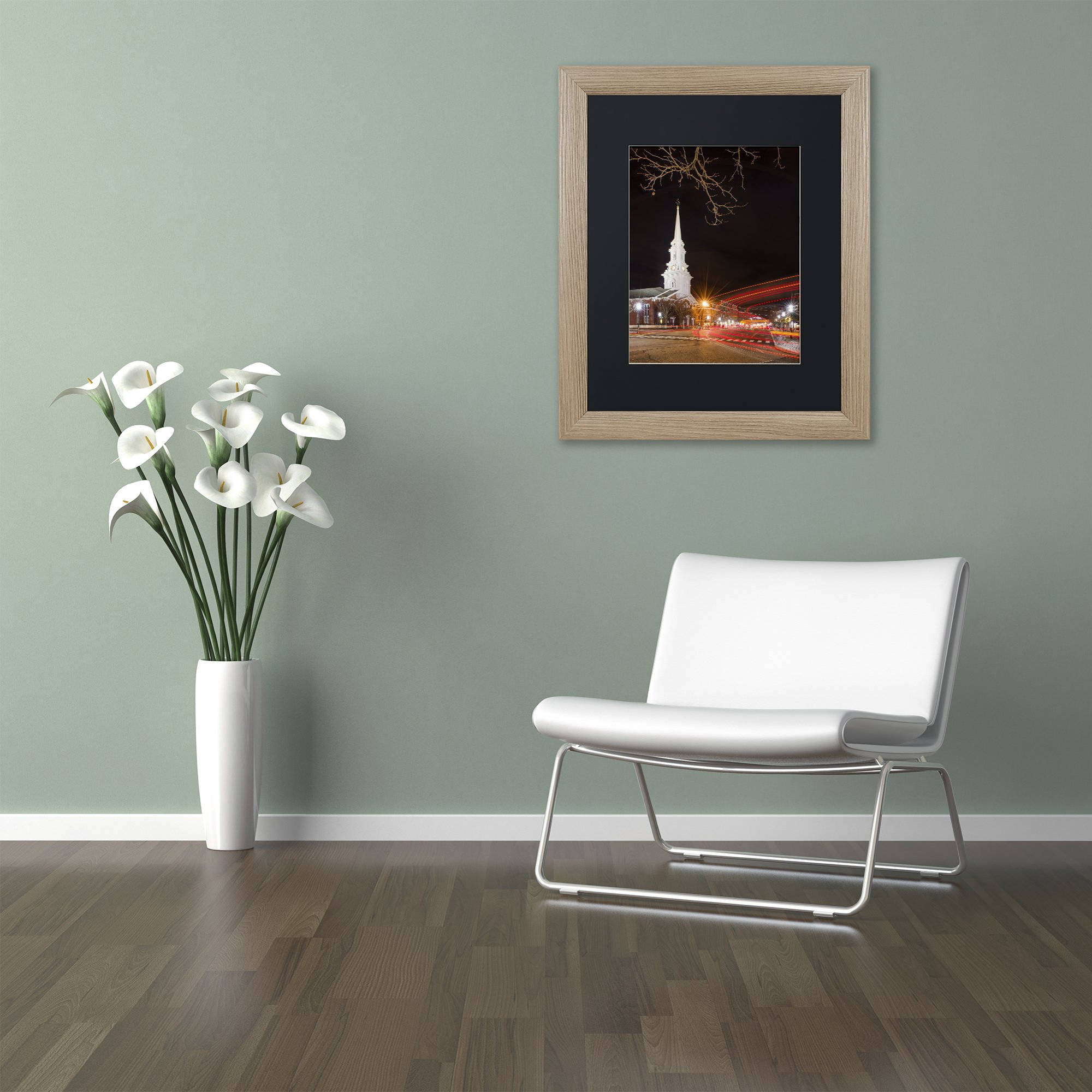 Trademark Fine Art "Street Lights" Canvas Art by Michael Blanchette Photography Black Matte, Birch Frame