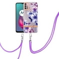 thumbnail image 2 of SaniMore Crossbody Design Case for Motorola Moto G Power 2022 (6.5"), Adjustable Shoulder Strap Shockproof TPU Silicone Floral Back Cover for Girls Women [Slim Lightweight] Cord Cover, Purple Begonia, 2 of 7
