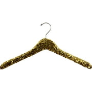 International Hanger Curved Gold Sequined Solid Wood Top Hanger, 360-Degree Swivel Hook, Decorative Sequin Covered Wooden Hanger for Shirts, Jackets, Dresses, Bridal - 6 Pack
