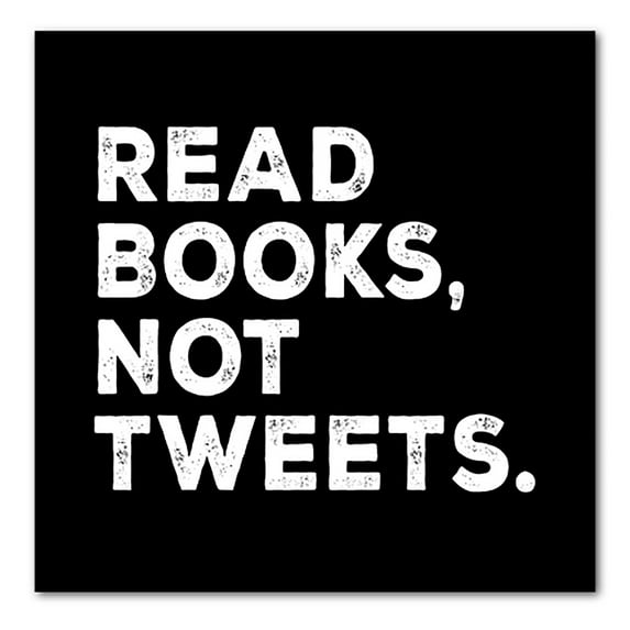 DistinctInk Custom Bumper Sticker - 3" x 3" Decorative Decal - Black Background - Read Books, Not Tweets