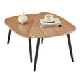 thumbnail image 2 of Aurora Asymmetrical Modern Oval Teardrop 2 Piece Semi-Nested Modular Coffee Table Set - Natural Brown/Black, 2 of 20