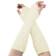 thumbnail image 2 of Dyfzdhu Fashion Women Winter Wrist Arm Warmer Knitted Long Fingerless Gloves Mitten WH White, 2 of 2