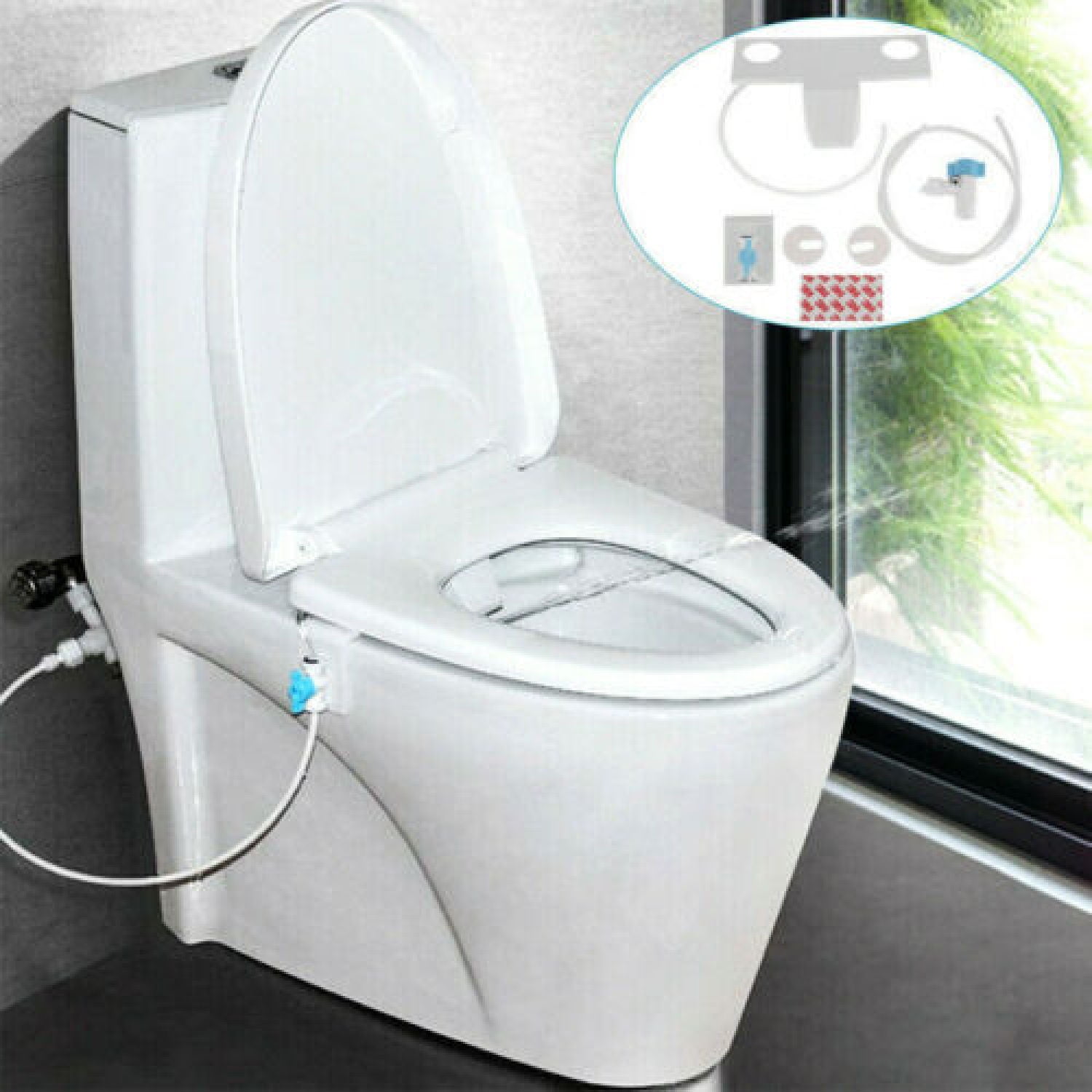 Water Spray NonElectric Mechanical Bidet Toilet Seat Attachment