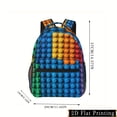 thumbnail image 4 of Colorful Building Block Pattern Backpack Durable Polyester Commuter Bag with Water Bottle & Umbrella Storage, Stylish InsApproved Design for Travel & Daily Use, Backpack for Travel, Smooth Texture, 4 of 7