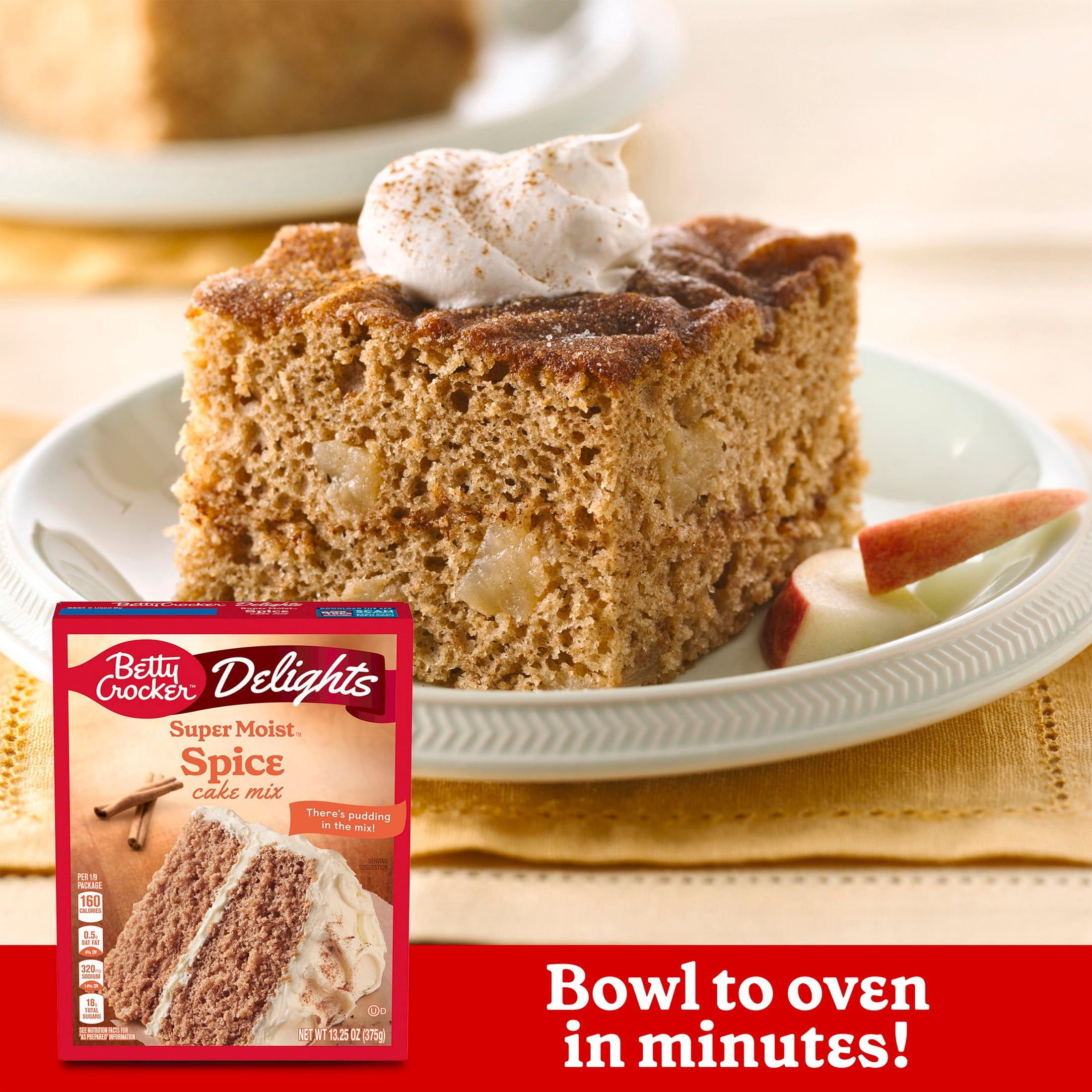 4 pack) Betty Crocker Delights Super Moist, Spice, Cake Mix, 13.25