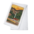 thumbnail image 1 of Multnomah Falls View with Train (100% Cotton Tea Towel, Decorative Hand Towel, Kitchen and Home), 1 of 3