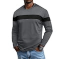 thumbnail image 2 of Men's New Casual Street Exercise Crewneck Long Sleeve Shirt, Spring Fall Sporty Style Top for Daily Wear,Dark Gray,3XL, 2 of 5