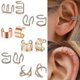 thumbnail image 2 of 12 pendientes de clip de hoja con forma de puño para las orejas para mujer, sin perforación, accesorios de joyería para el cartílago, color plateado, 2 of 4