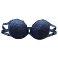 thumbnail image 2 of YWDJ Bras for Women Push up Closure in Back Comfortable Bras Underwire Bras Adjustable Straps Half Cup Wrap Sleep Bras Padded Lace Bras Solid Comfy Bras Blue M, 2 of 4