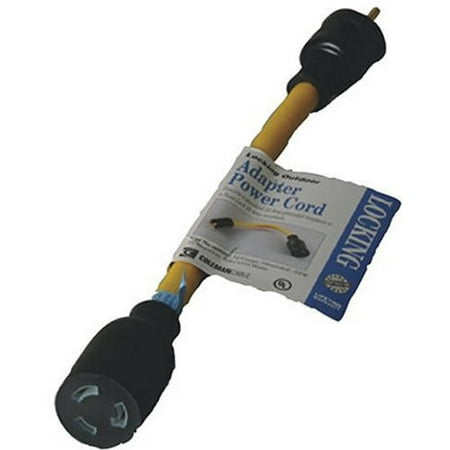 Coleman Cable 09020 12/3 9" Generator Cord Adapter, 5-15P to L5-20R