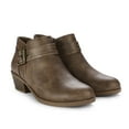 thumbnail image 2 of Pennysue Women Low Chunky Stacked Heel Boots Taupe Pu Side Zipper Ankle Booties 8M, 2 of 7