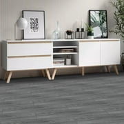 UMIGGEE Peel and Stick Floor Tile Gray Vinyl Flooring 6x35 10 PCS/Pack Natural Grey Wood-Look Vinyl Flooring Easy to Install and Removable for Kitchen, Dinning Room, Bedroom, etc. (14.5Sq. Ft.)