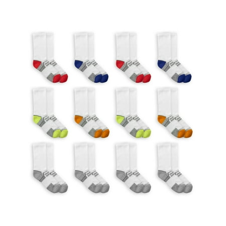 Fruit of the Loom Boys Socks, 12 Pack Crew Everyday Active Sizes M - L
