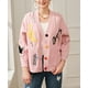 thumbnail image 2 of Cárdigan de punto trenzado de manga larga con frente abierto para mujer, cuello en V y botones, mezcla de lana, suéter para exteriores Rosado CH Rosado CH Xishao ropa, 2 of 2