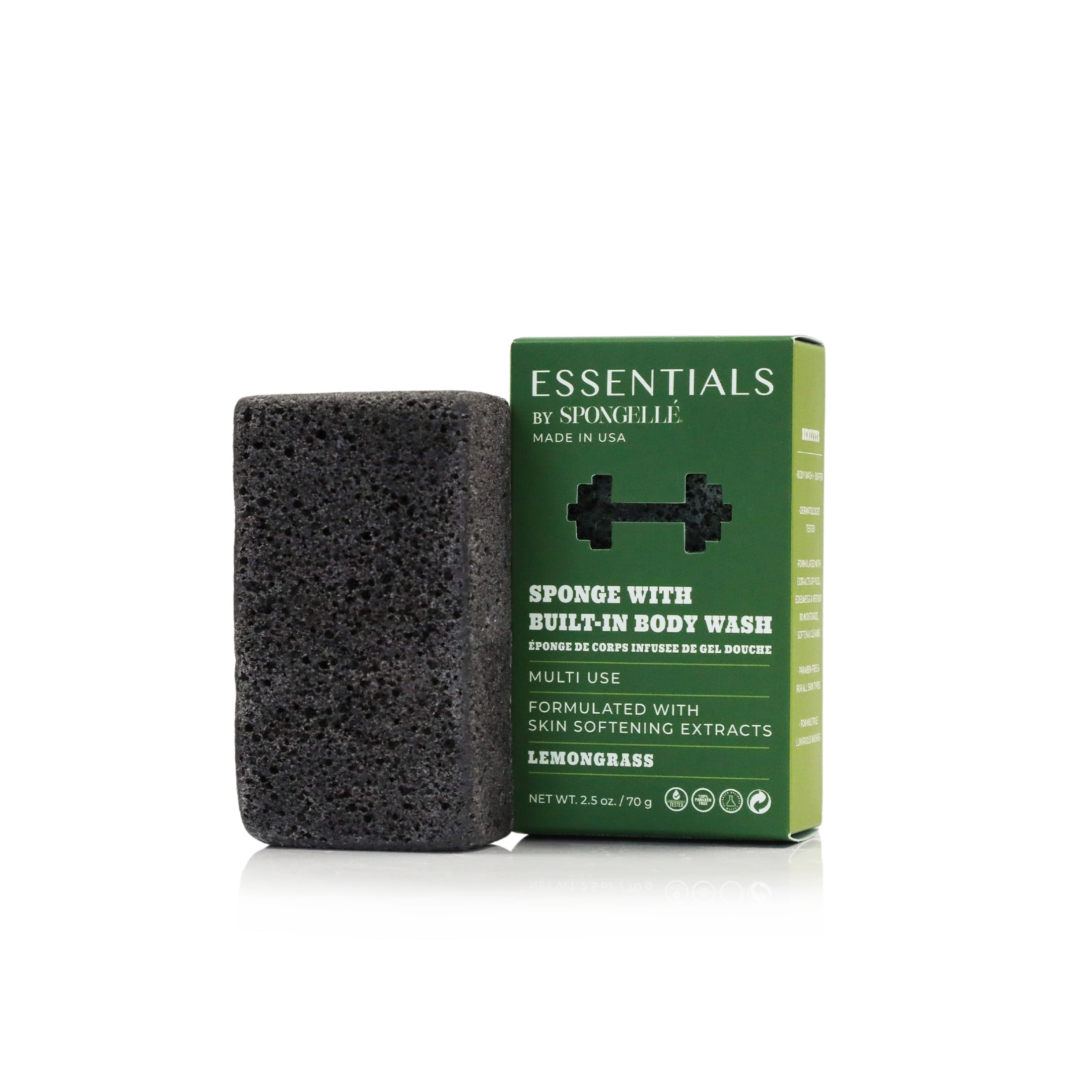 Essentials by Spongelle Men's Lemongrass Body Buffer - Cleanse, Exfoliate & Moisturize