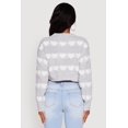 thumbnail image 5 of Women's Chenille Heart Patterned Brushed Knit Cropped Cardigan, 5 of 5