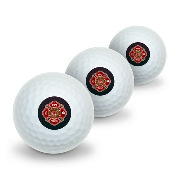 Firefighter Fire Rescue Maltese Cross Novelty Golf Balls 3 Pack