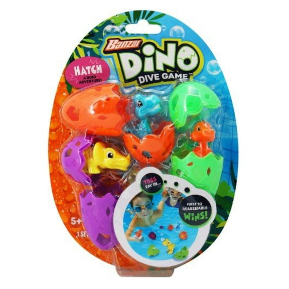 Banzai Dino Dive Game Kids Dinosaur Adventure Pool Summer Fun - 9 Piece