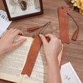thumbnail image 3 of 2Pcs Genuine Leather Bookmark Brown Cowhide Soft Blank Rectangle Classic Thin Handmade Back to School Book Page Markers with Tassel, 3 of 7