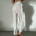 thumbnail image 4 of Pantalones de malla de punto para mujer Pantalones de ganchillo con cintura elástica Vacaciones simples en la playa FLhrweasw Nuevo, 4 of 7