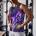 thumbnail image 5 of Picia Purple Pattern White Tiger Printed Men’s Performance Tank, Men's Workout Tank Top Moisture-Wicking Tank Top Muscle tee, Breathable Workout Shirt-, 5 of 7