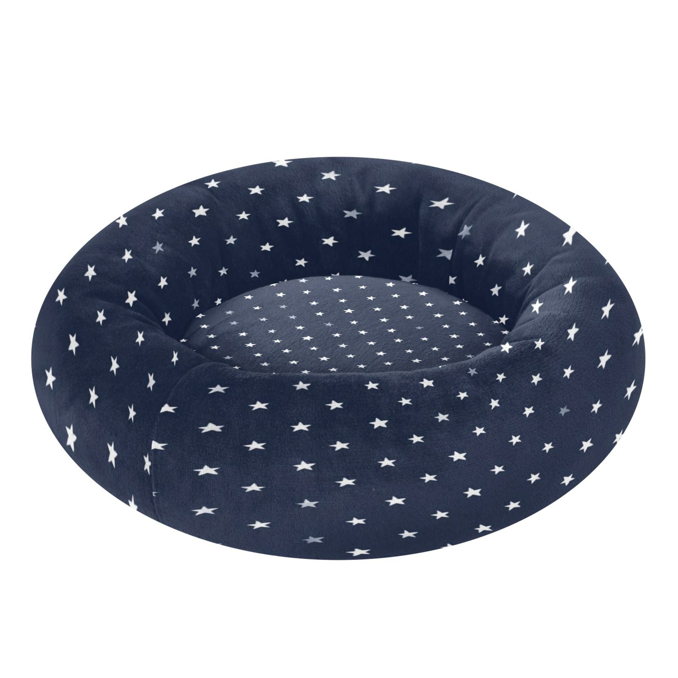 Iauyy Pet Couch Donut Cat Bed for Indoor Cats/Small Dogs Washable & Machine with Non-slip Bottom Calming Cat Furniture, White Star (S)