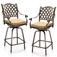 thumbnail image 2 of Tcbosik Outdoor Swivel Bar Stools Set of 2, Counter Height Bar Chairs, Bistro Armchair with Cushion and Metal Frame for Backyard, Garden, Patio, Balcony, Bronze, 2 of 10