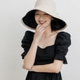thumbnail image 4 of Sombrero de ala ancha para mujer, sombrero para el sol de algodón, plegable, reversible, con borde con cable, protección UV, verano, playa, viaje, jardín, 4 of 5