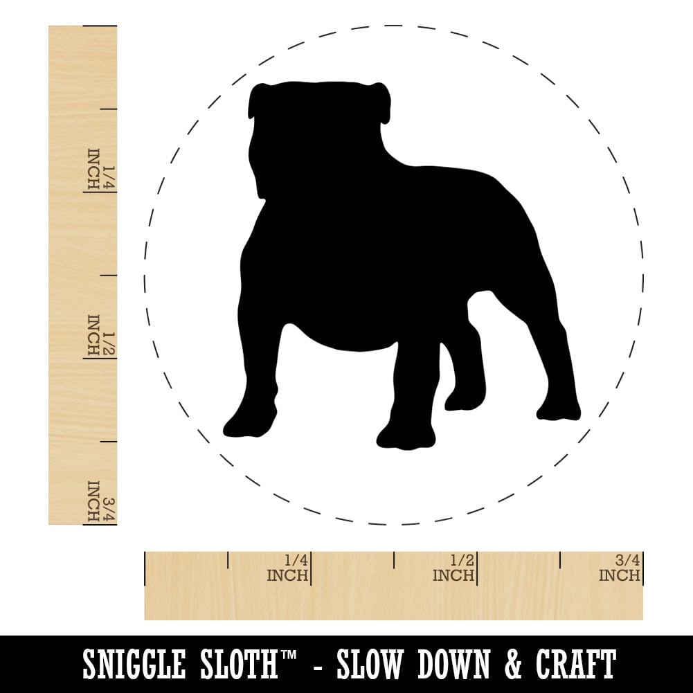 Bulldog English British Dog Solid Self-Inking Rubber Stamp Ink Stamper - Brown Ink - Small 3/4 Inch