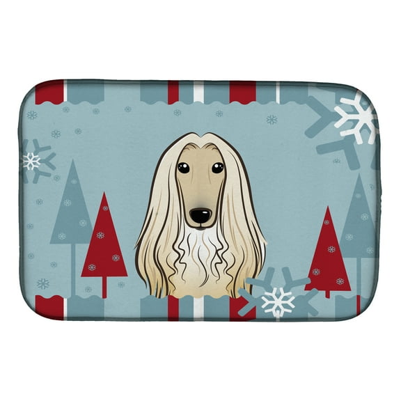 Winter Holiday Afghan Hound Dish Drying Mat