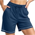 thumbnail image 5 of fheaev Plus Size Pajama Shorts for women Soft Lightweight Elastic Waist With Pockets High Waisted Sleep Loungewear Vacation Beach wear, 5 of 8