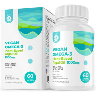 Vegan Omega 3 Supplement - Plant Based DHA EPA Fatty Acids - Carrageenan  Free Alternative to Fish Oil Supports Heart Brain Joint Health -  Sustainably Sourced Algae Fish Oil Free - 60 Softgels 60 Count (Pack of 1)