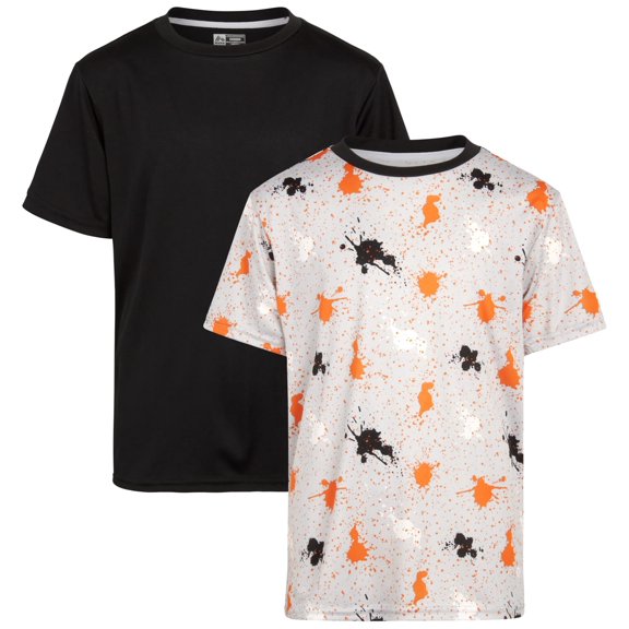 RBX Boys' Athletic T-Shirt - 2 Pack Active Performance Dry-Fit Sports Tee (Size: 4-16)