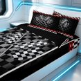 thumbnail image 2 of Erosebridal Checkered Flag Zipper Twin Comforter Sets with Fitted Sheet and 2 Pillowcases, Racing Zipper Bedding Set, Crossed Flags Red, Black Reversible, 2 of 7